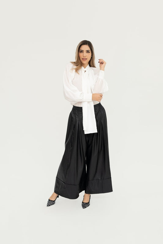 Falda pantalón faux leather negro