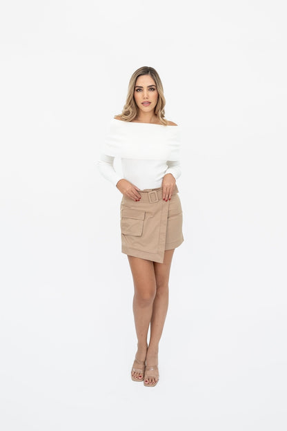 Blusa tejida off shoulder off white