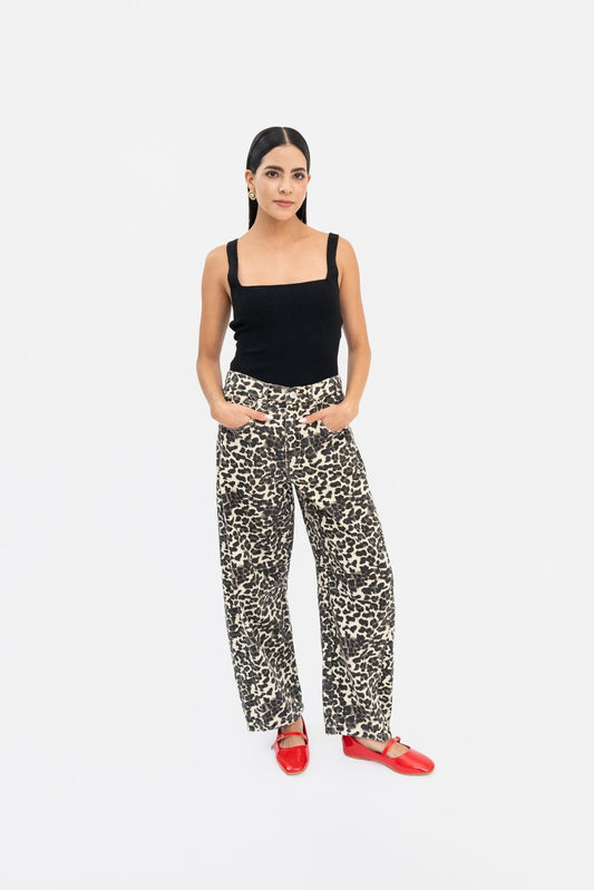 Jeans slouchy animal print