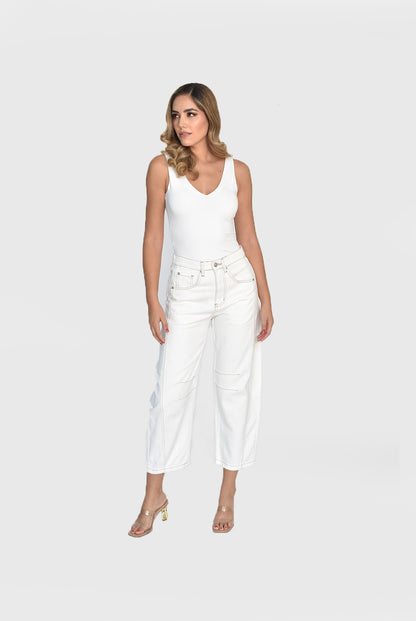 Jeans slouchy crema