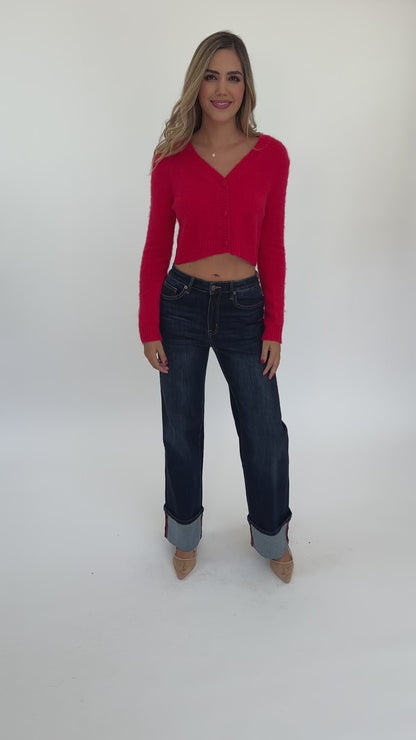 Sweater crop rojo