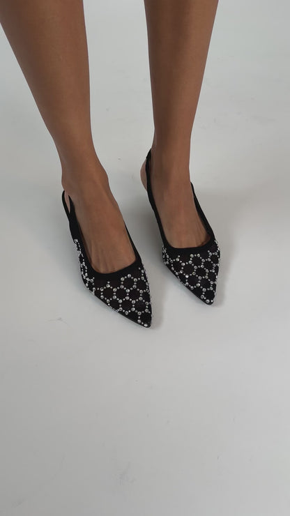 Slingback pump mesh con brillos