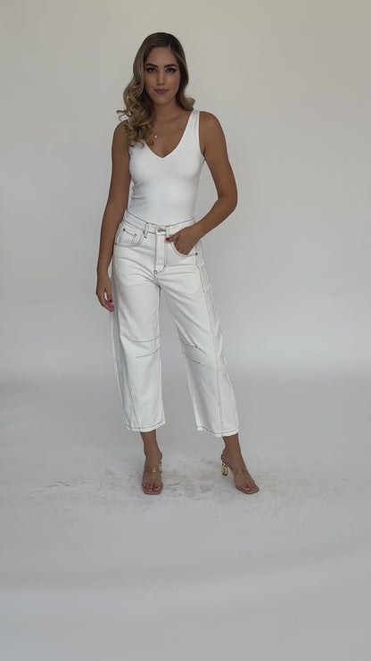 Jeans slouchy crema