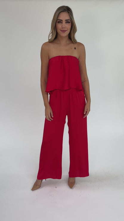 Jumpsuit strapless rojo