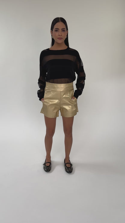 Short faux leather dorado