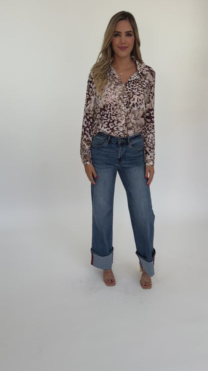 Blusa botones animal print