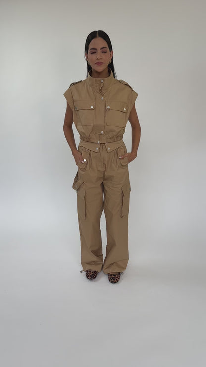 Set blusa y pantalón khaki