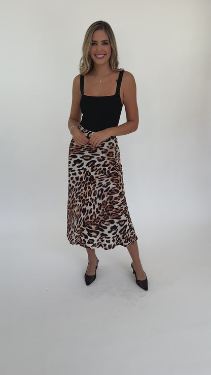 Falda midi animal print